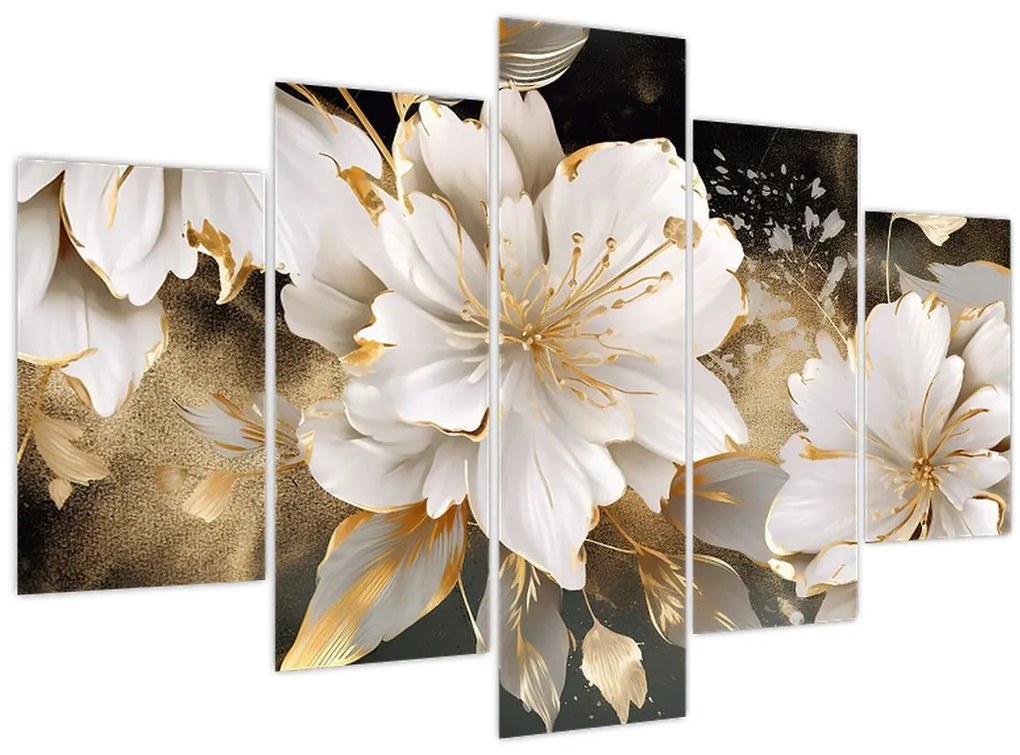 Tablou - Flori în aur (150x105 cm)