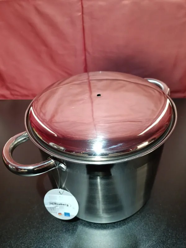 La mâna a doua: Oala adanca cu capac inox Rosberg R51211B22S, 22 cm, 7,2 l, Baza multistrat, Inductie, Otel inoxidabil