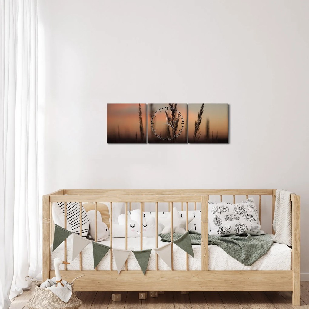 Tablou - Silueta plantei (cu ceas) (90x30 cm)