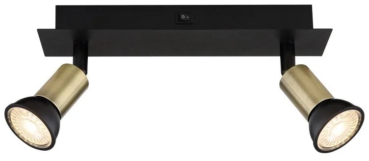 Aplica de perete / tavan 2L design modern Drew negru, auriu