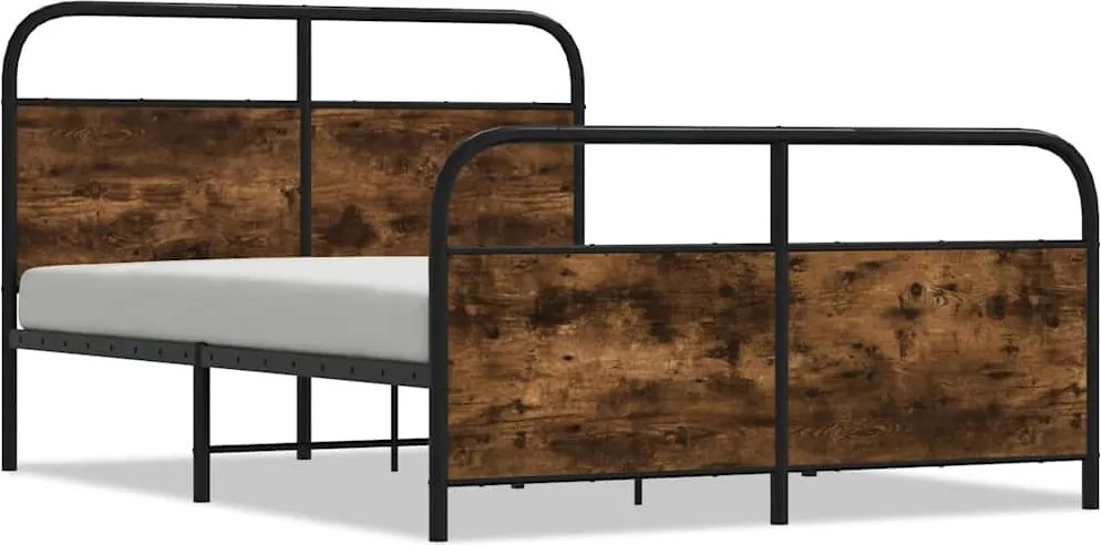 vidaXL Cadru de pat fără saltea 120x190 cm Stejar fumuriu