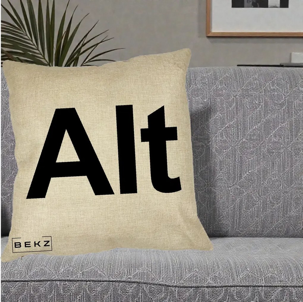 Perna Personalizata Tasta Alt Tipografie Bold, 40x40 cm, Crem, Husa Detasabila, Perna Inclusa, BEKZ®