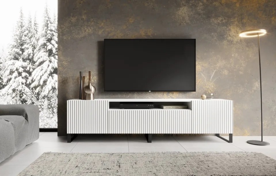 Comodă TV, 200x41x53 cm, Noemi, ADRK Furniture (Culoare: Negru / Negru)