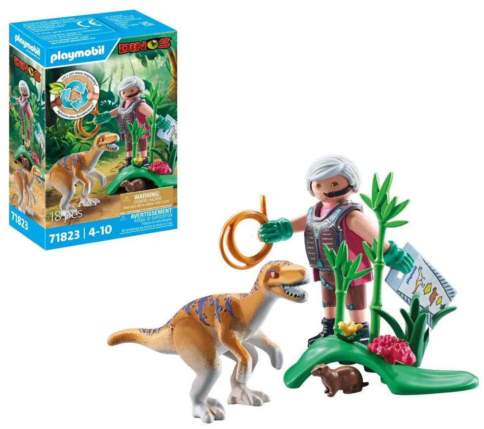 VELOCIRAPTOR SI CERCETATOR PLAYMOBIL - PLAYMOBIL DINOS  (PM71823)