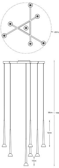 Zuma Line P0603-07C-P7B1 - Lustră LED suspendată pe cablu BOSTON 7xLED/6W/230V neagră