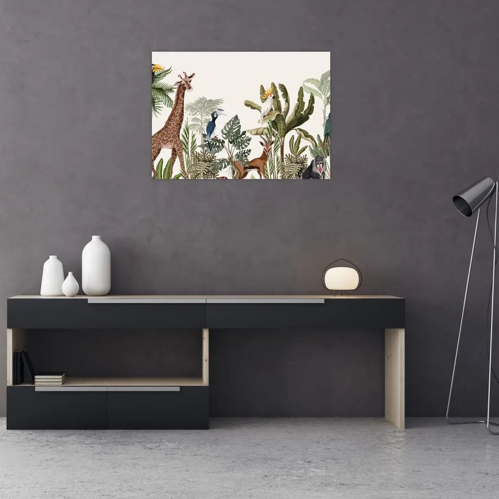 Tablou pe sticlă - Locuitorii africii (70x50 cm)