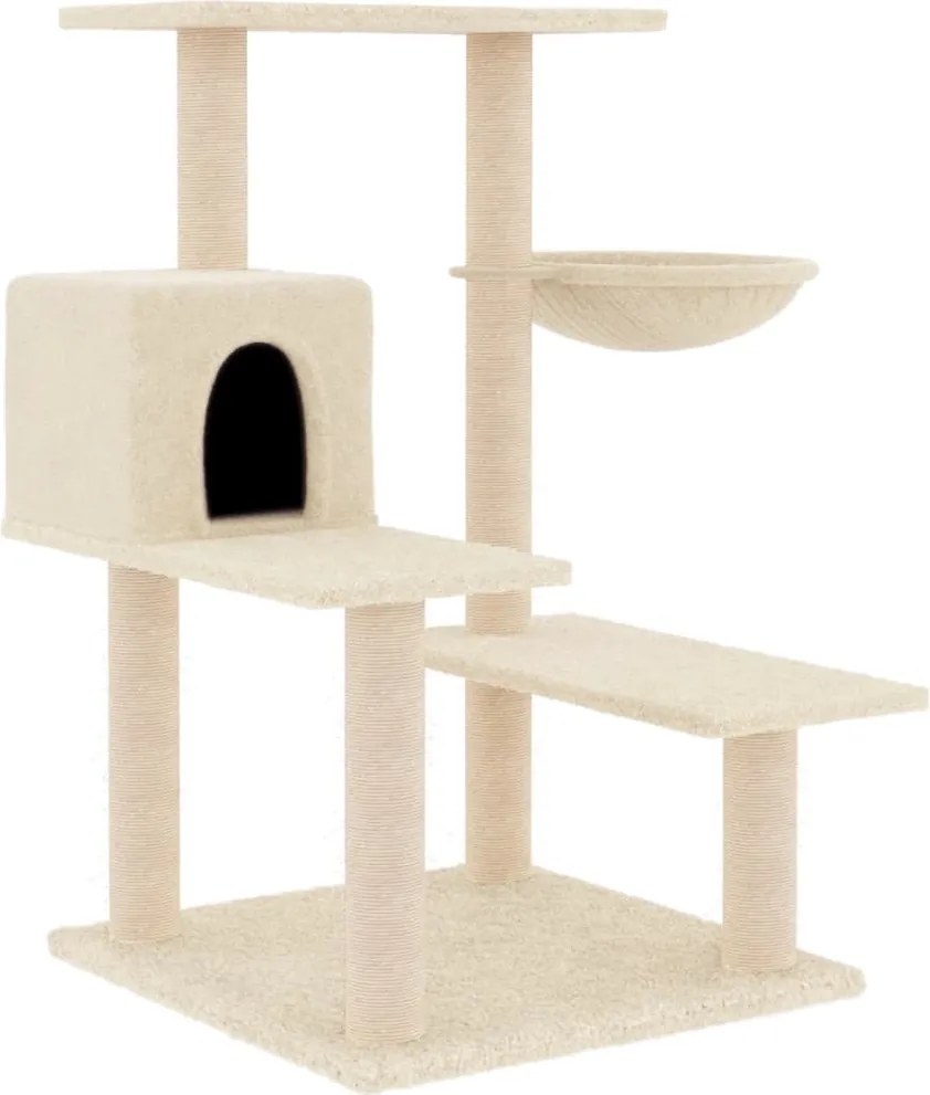 vidaXL Ansamblu de pisici cu stâlpi din funie de sisal, crem, 82,5 cm
