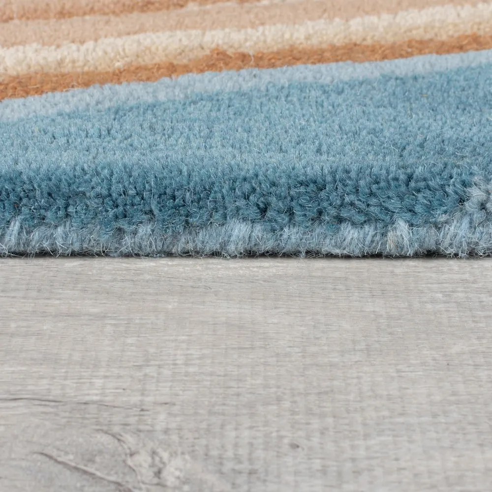 Covor albastru țesut manual din lână 200x290 cm Abstract Flow – Flair Rugs