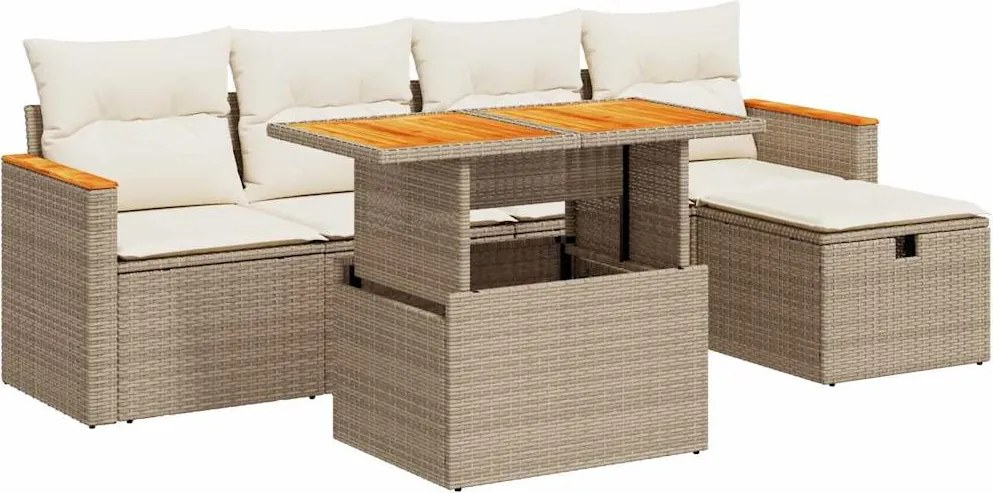 vidaXL Set canapele de grădină cu perne, 6 piese, bej, poliratan