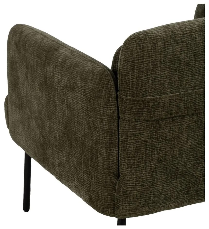 Fotoliu verde cu tapițerie din chenille Bind – Ixia