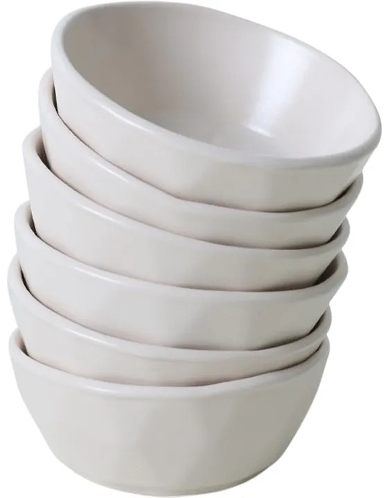 Set de 6 boluri din ceramică Facetta 12 cm, crem