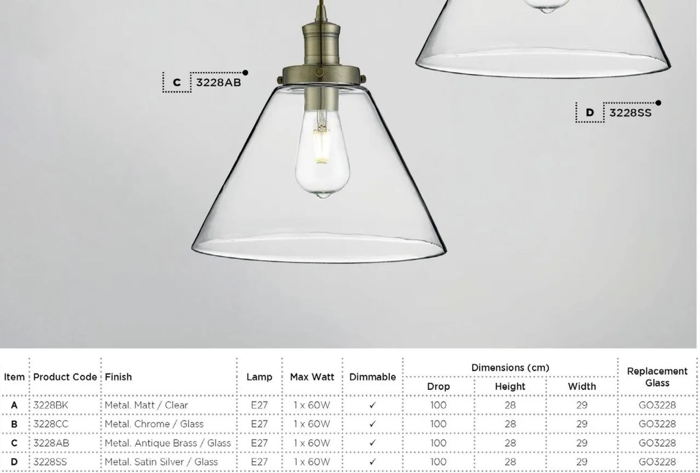 Lustra / Pendul design modern Pyramid alama antic / clar 3228AB SRT