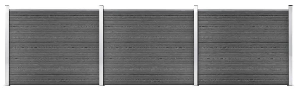 Set panouri gard, 526x146 cm, negru, WPC 1, Negru, 526 x 146 cm