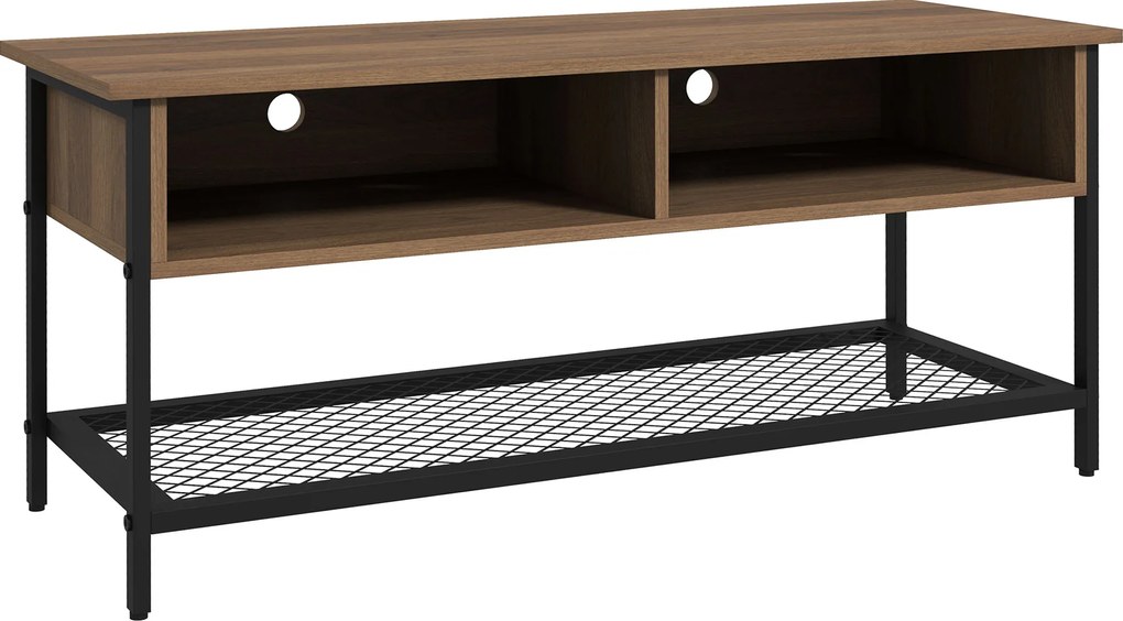 Dulap SuportTV pana la 48" in Stil Industrial, Mobiler Jos cu Rafturi din Lemn si Otel, 110x40x48cm, Maro si Negru HOMCOM | Aosom Romania