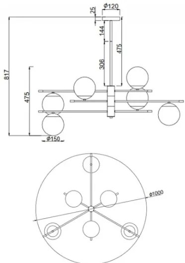 Lustră pe tijă NOSTALGIA 6xE14/40W/230V