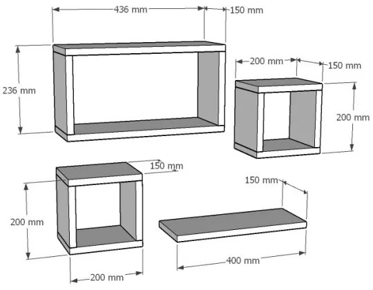 SET 4x etajeră de perete BABI albă