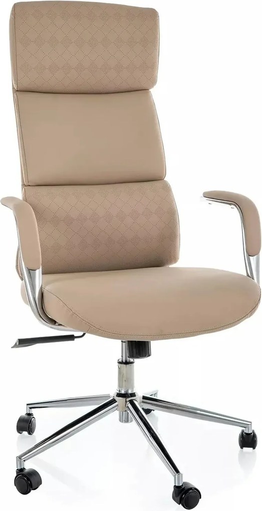Scaun birou Q-03, bej, piele ecologică, 64x48x119 cm