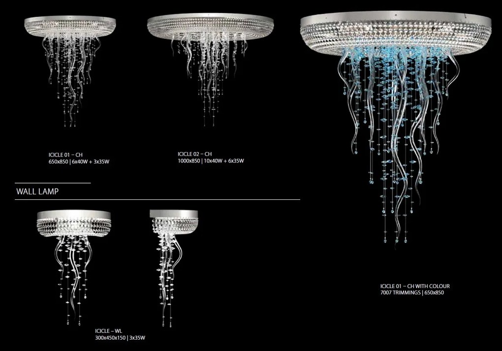 Lustra moderna Vision, Plafoniera eleganta Cristal Bohemia Exclusive ICICLE 01 – CH