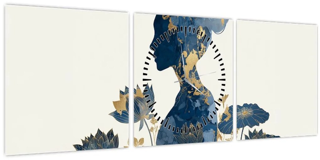 Tablou - Profil de femeie din marmură (cu ceas) (90x30 cm)
