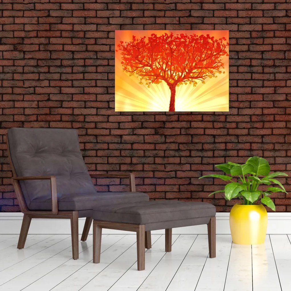 Tablou pe sticlă - Copac în lumina soarelui (70x50 cm)