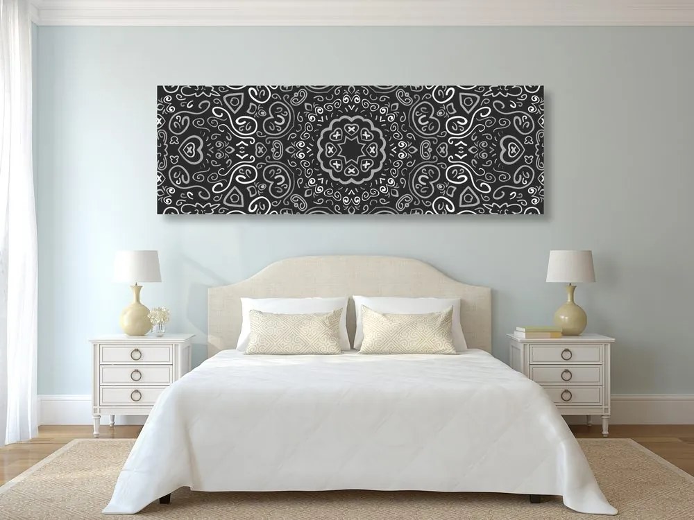 Tablou Mandala iubirii în design alb-negru