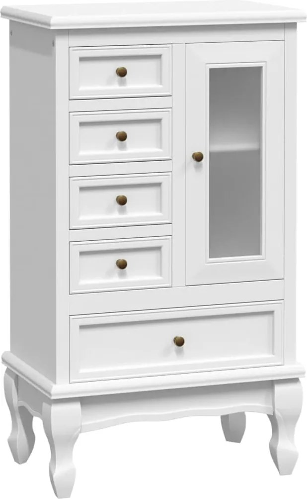 vidaXL Dulap cu 5 sertare și 2 rafturi, alb