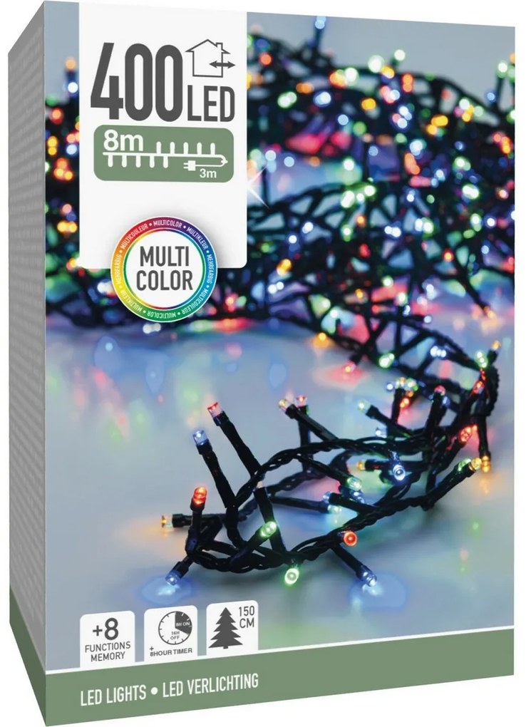 Instalație luminoasă de Crăciun Twinkle colorat, 400 LED, M