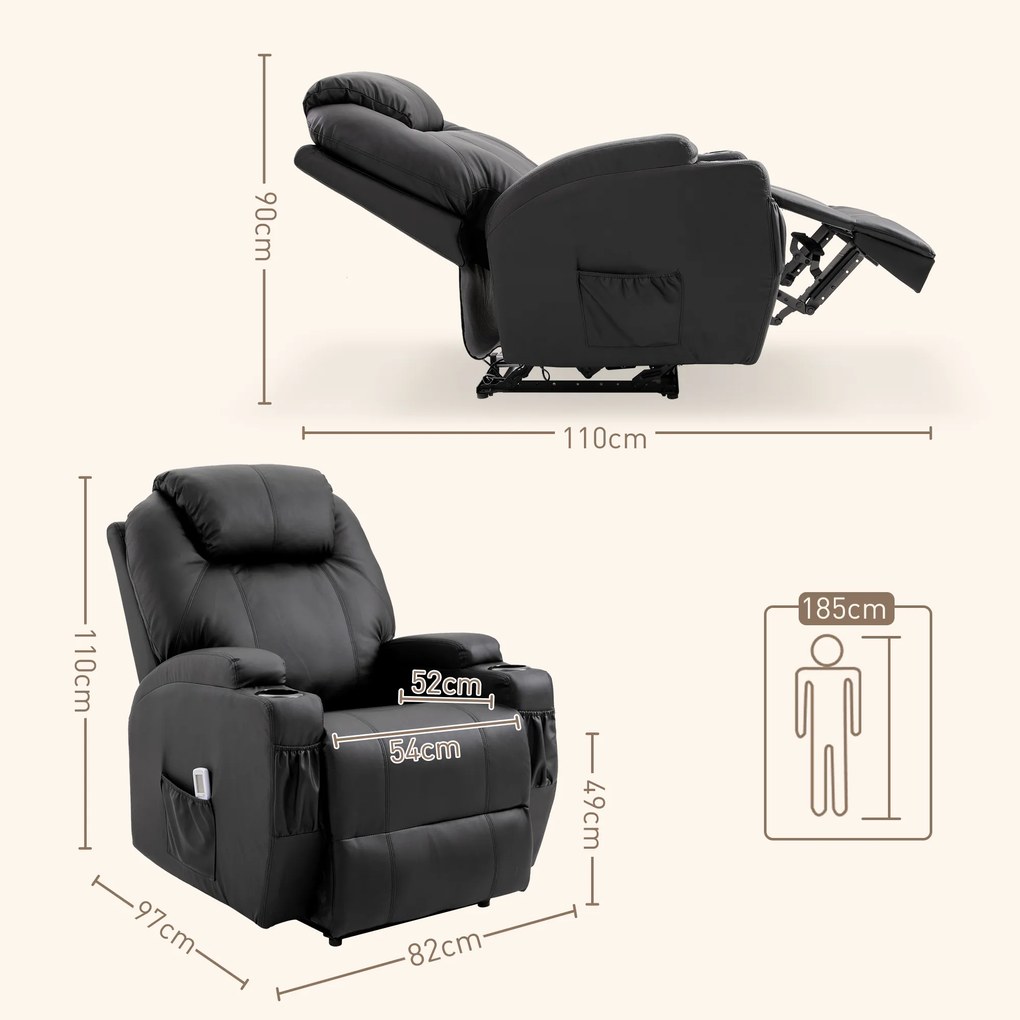 HOMCOM Fotoliu de Masaj Relaxare cu 8 Puncte de Masaj - Ideal pentru Acasă și Birou | Aosom Romania