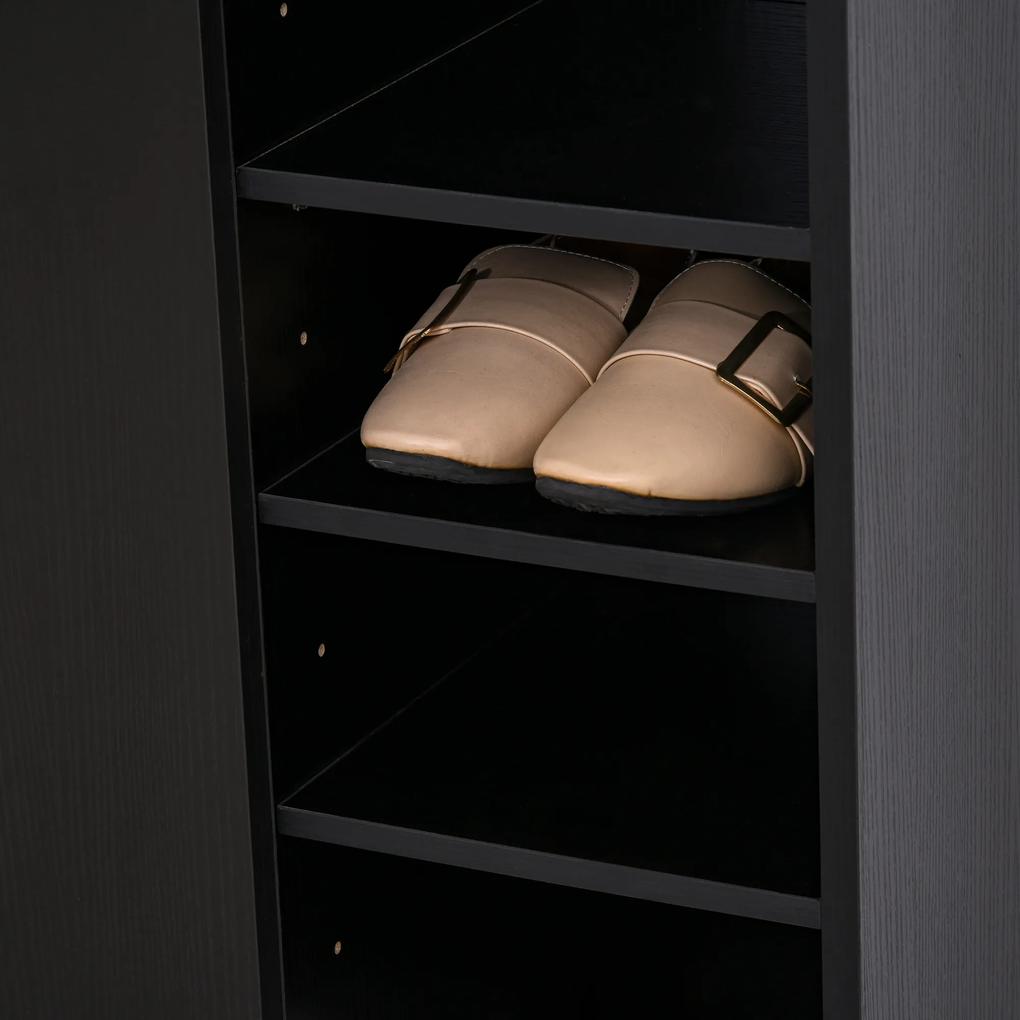 HOMCOM Dulap pentru Pantofi, Organizator Încălțăminte cu Design Compact, 83x30x90 cm, Negru | Aosom Romania