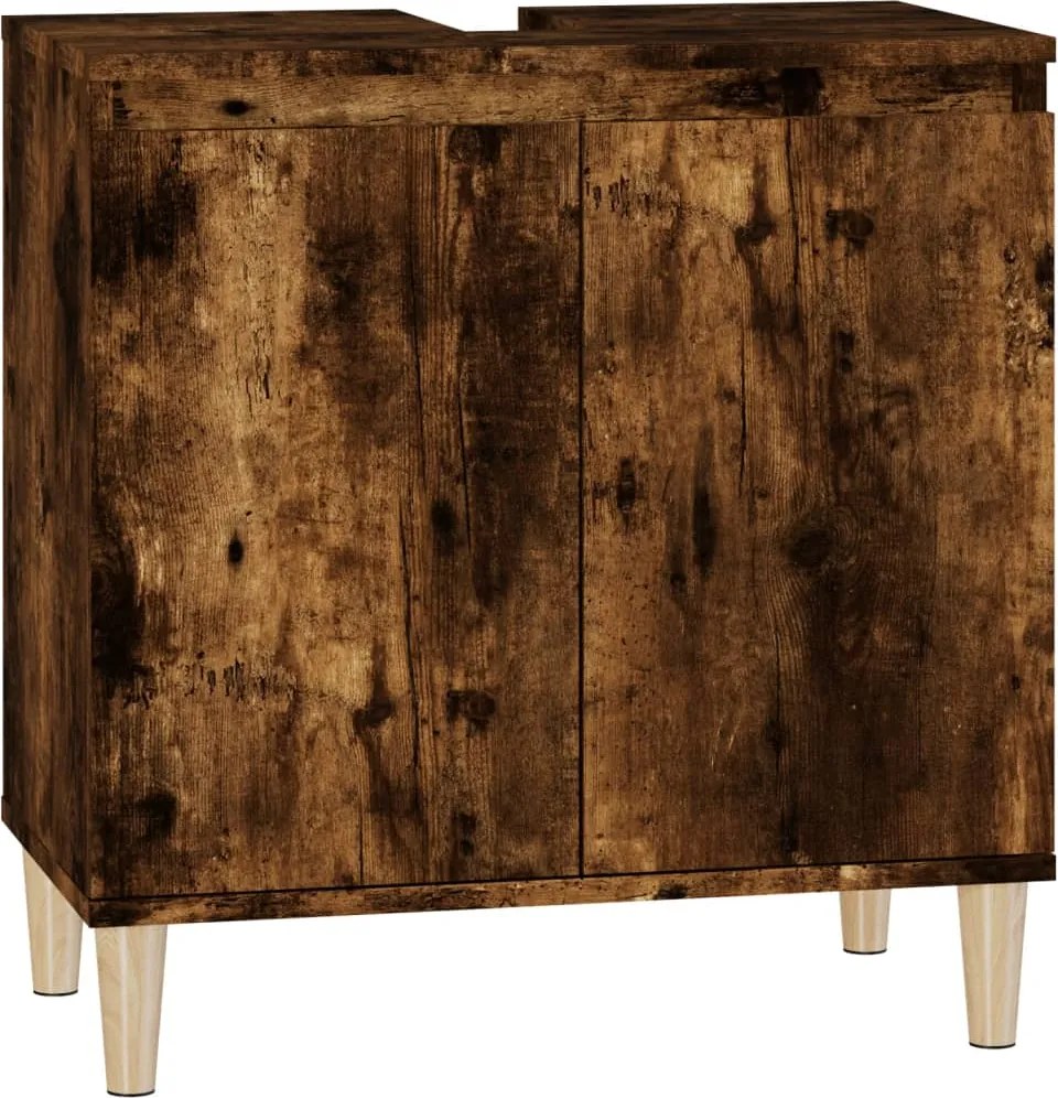 vidaXL Dulap de chiuvetă, stejar fumuriu, 58x33x60 cm, lemn prelucrat