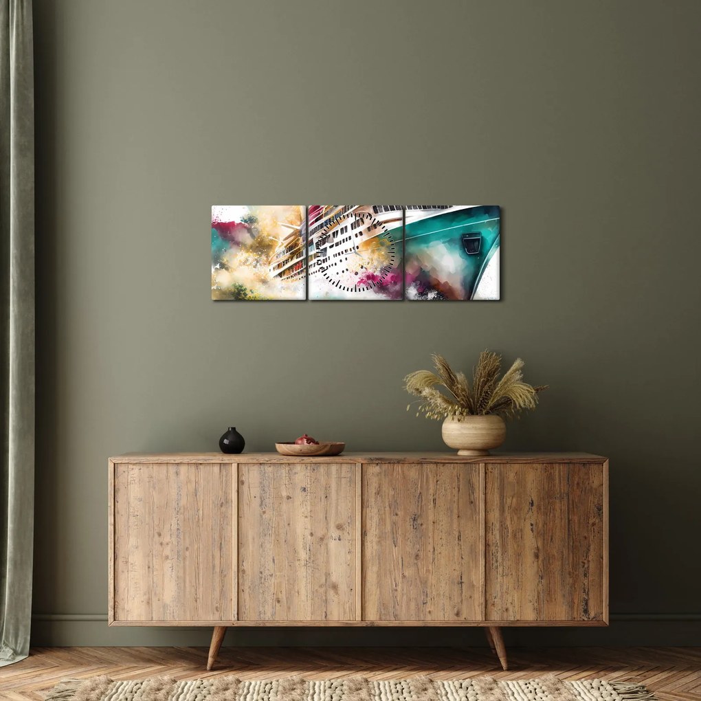 Tablou - Acuarelă mare (cu ceas) (90x30 cm)