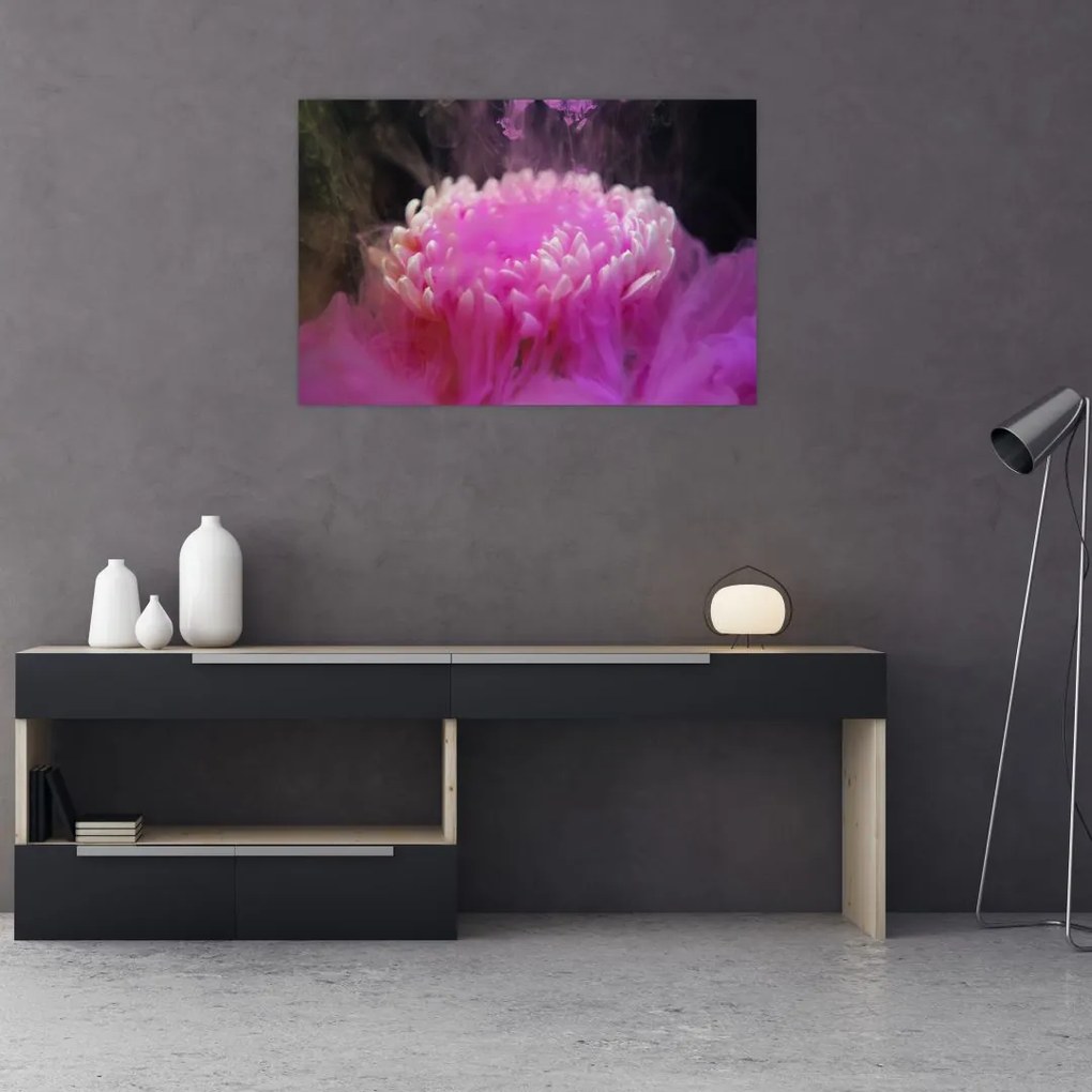 Tablou cu floare în fum roz (90x60 cm)