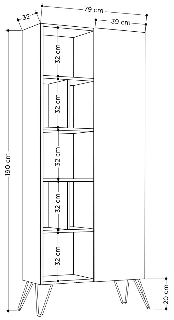 Raft Jedda Bookcase - Oak, Anthracite