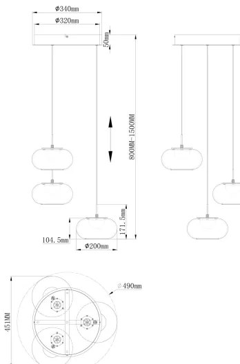 Lustră LED pe cablu Globo 15744-3HN QUINTARA 3xLED/6W/230V