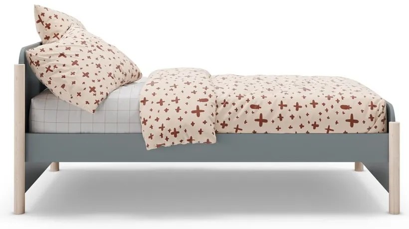 Pat pentru copii verde prăfuit din lemn de pin cu somieră 90x190 cm Enola – Marckeric