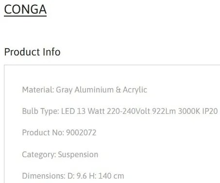 Pendul LED stil minimalist CONGA gri