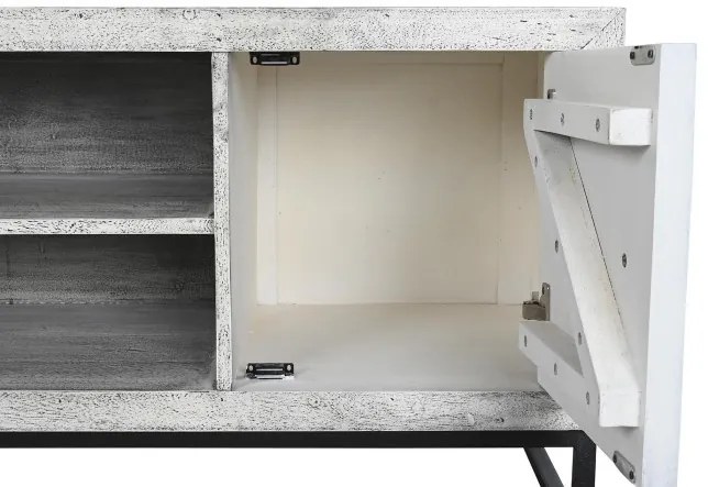 Comoda TV, gri, din ceramica si lemn de mango, Mistral