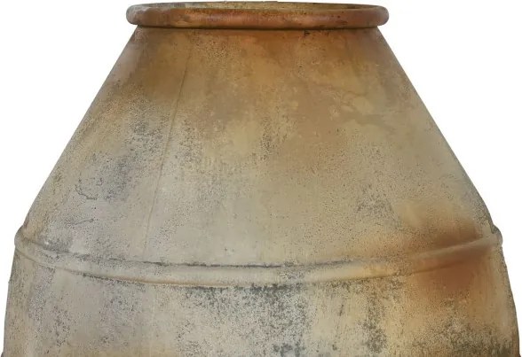 Vas decorativ amforă din metal cu finisaj antichizat bej, 49 x 49 x 93 cm, suport tripod inclus, „Athena"