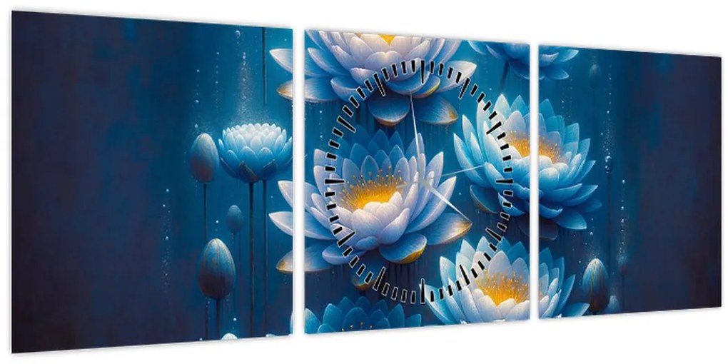 Tablou - Nuferi sub apă (cu ceas) (90x30 cm)