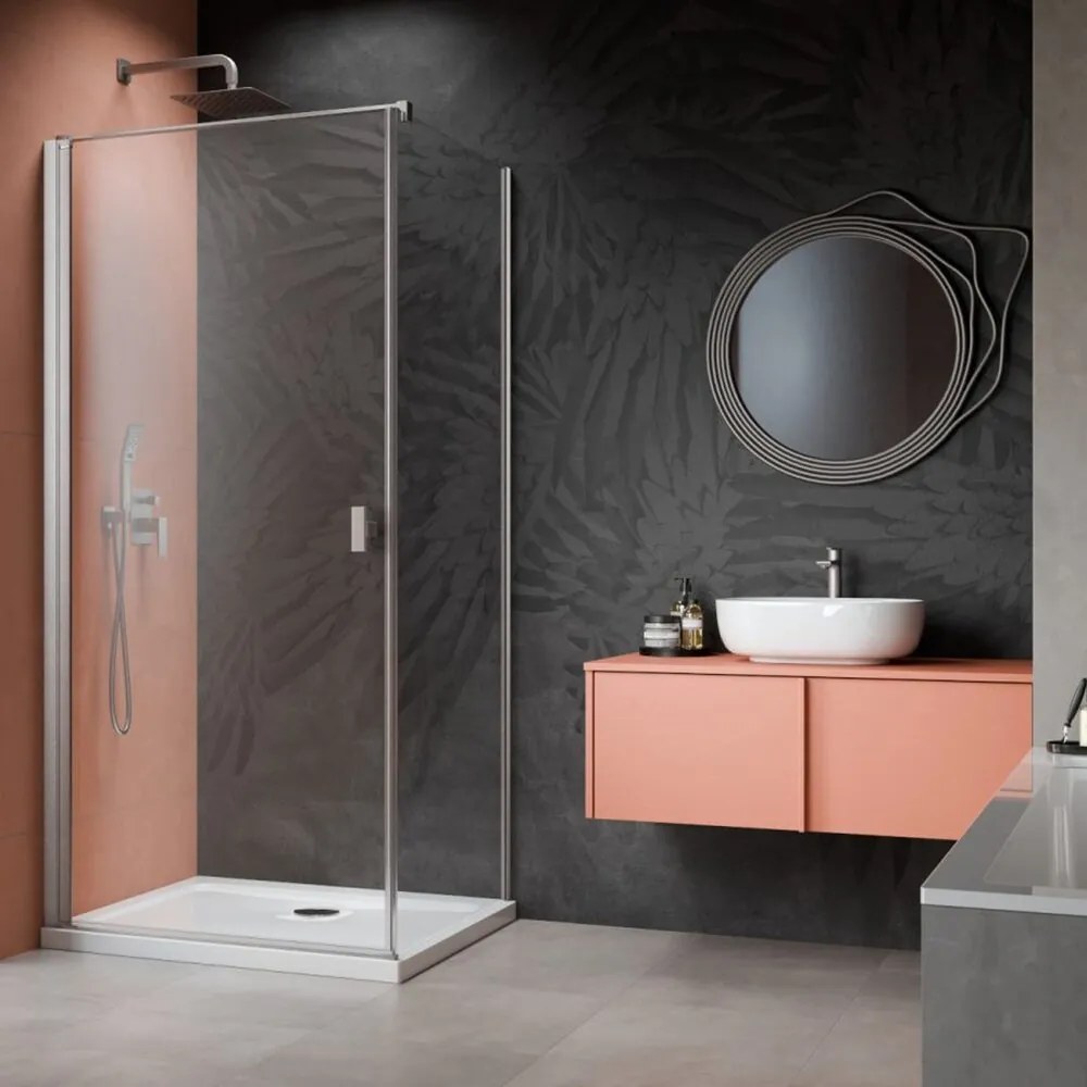 Cabina de dus dreptunghiulara cu usa batanta Radaway Nes KDJ I 100x70 cm finisaj nichel periat-transparent stanga