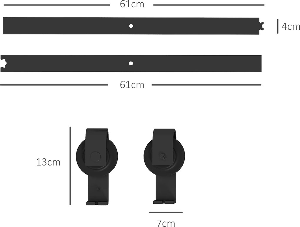 HOMCOM Set pentru Ușă Glisantă din Oțel Carbonat Negru 122x0.5x4 cm | Aosom Romania