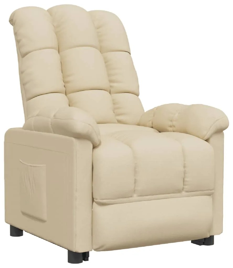 289805 vidaXL Fotoliu rabatabil, crem, material textil