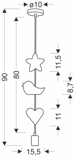 Lustră pentru copii cu cablu TRIO 1xE27/20W/230V roz/alb