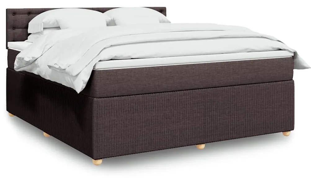 vidaXL Pat continental cu saltea maro închis 180x200cm material textil