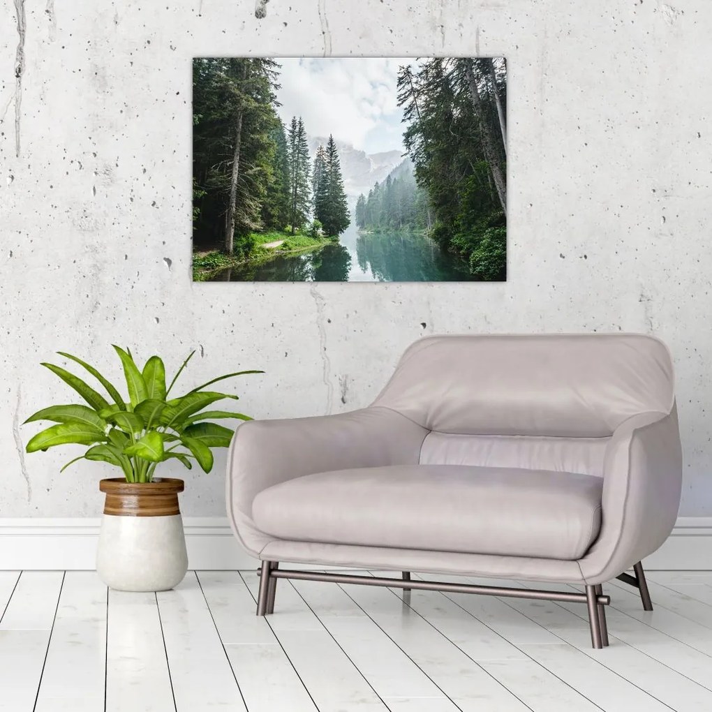 Tablou lacului în pădure (70x50 cm)