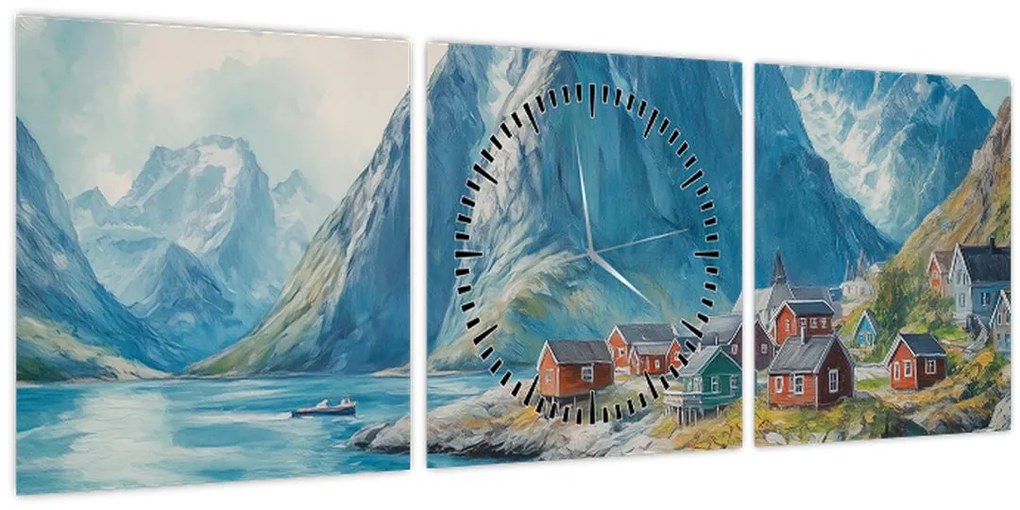 Tablou - Sat norvegian (cu ceas) (90x30 cm)