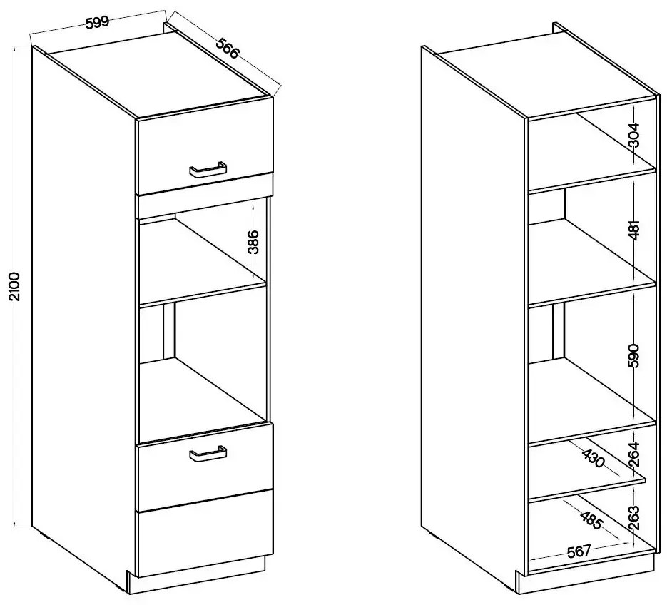 Dulap de bucătărie pentru alimente Lucid 60 DPM 210 2F (Stejar artisan + dustgrey). 1045615