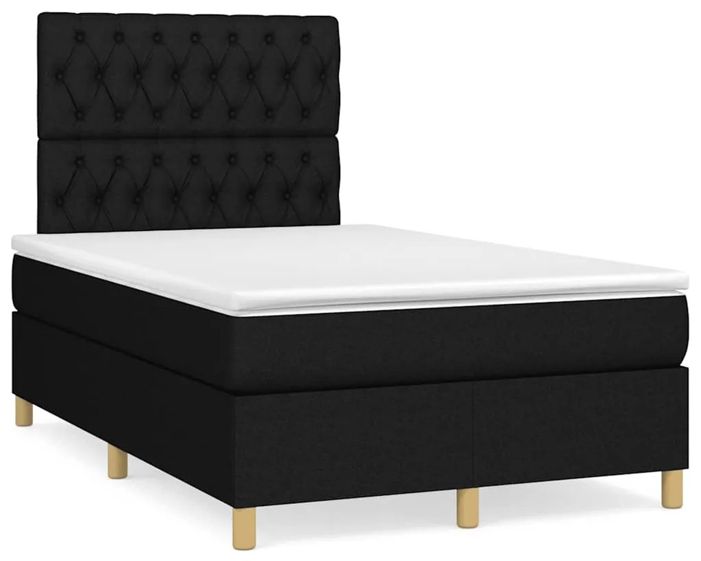 vidaXL Pat box spring cu saltea, negru, 120x190 cm, catifea