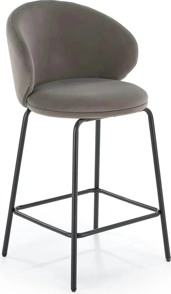 Scaun bar H121, gri - Mavel 14/negru, stofa catifelata/metal, 51x50x92