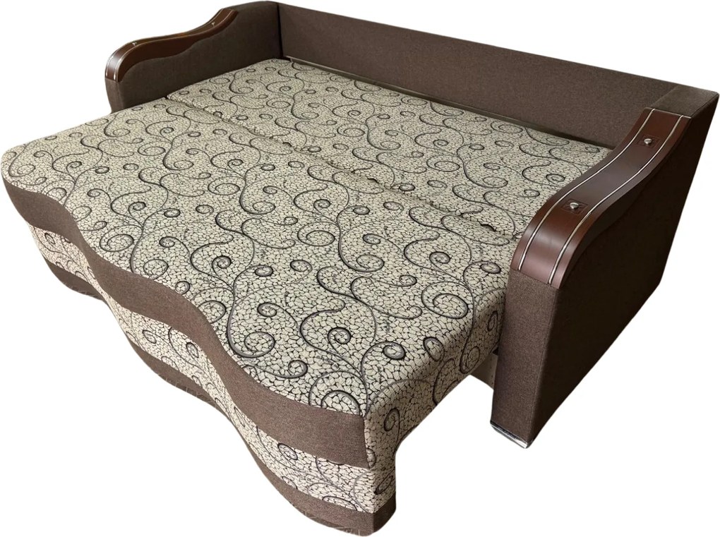 Canapea DIANA extensibila, 3 locuri, cu lada de depozitare, stofa bej cu maro, 220x100x80 Maro + Crem